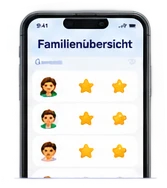 App-Ansicht mit den Mitgliedern der Familie