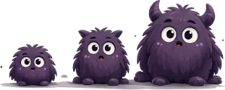 Drei Monster nebeneinander