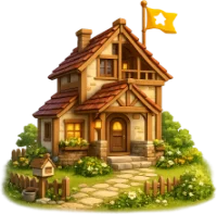 Fertiges Haus mit Fahne