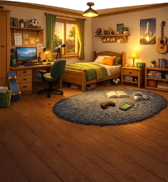 Eingerichtetes Jugendzimmer